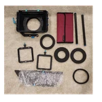 Fotga DP3000 Adjustable Aluminum Matte Box Kit W/ Rods, Black/blue And Filters. Fixed Price $100.00.