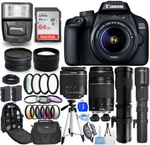 Canon Eos 4000D/REBEL T100 18-55MM Iii + 75-300MM 500MM 420-800MM 64GB Kit. Fixed Price $781.72.