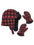 Nice Caps Toddler Boys Baby Buffalo Plaid Fleece Trooper Hat Mitten Winter Set. Fixed Price $16.99.