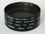58MM Filters: Sunpak Circular Polarizing, Hoya Cs & Warming, Tiffen Haze. Fixed Price $11.00.