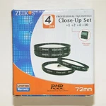 Zeikos 4-PIECE 72MM Close-up Filter Set +1/+2/+4/+10 With Pouch. Fixed Price $9.99.