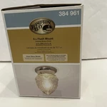 Hampton Bay 60 Watt Polished Brass Clear Glass Shade Flush Mount Ceiling Light. Fixed Price $13.58.