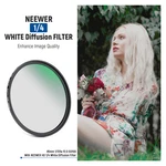 Neewer 72MM Soft White Diffusion 1/4 Filter Mist Dreamy Cinematic Effect. Fixed Price $15.99.