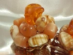 Large Hand Wired Amber Hues Givre Art Glass Clip Earrings Vintage 60'S 106M0. Fixed Price $13.19.