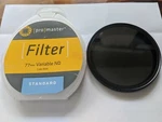 Promaster Variable Nd Filter - 77MM. Fixed Price $63.00.