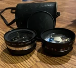 2 Yashica Yashikor Aux Telephoto & Wide Angle 1:4 Lens Screw On Y011 Case Rare. Fixed Price $30.00.