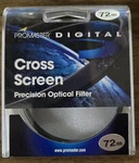 Promaster Digital Cross Screen Filter For 72MM Lens. Fixed Price $14.99.