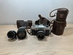 Beseler Topcon Auto 100 W/ Lenses Leather Case Caps Accessories Camera Winds. Fixed Price $59.99.