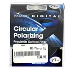 Promaster Digital Circular Polarizing Precision Optical 77MM Filter. Fixed Price $12.99.