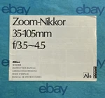 Vintage-nikon Zoom-nikkor 35-105MM F3.5-4.5 Ais Instruction Manual Nippon Kogaku. Fixed Price $9.99.