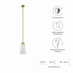 Modway Aspire Metal And Fabric Pendant Light White Satin Brass Finish. Fixed Price $49.85.