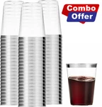 Silver Rim Clear Elegant Heavy Quality Plastic Tumbler Party 10 Oz Cups. Fixed Price $13.63.